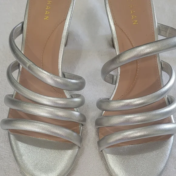Cole Haan Silver Heeled Sandals with Strappy Design. Size 7 - Picture 7 of 11